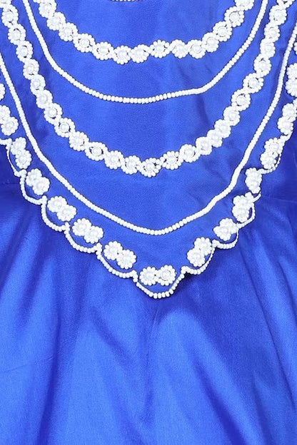Blue Silk Embroidered Pearl Kurta Set