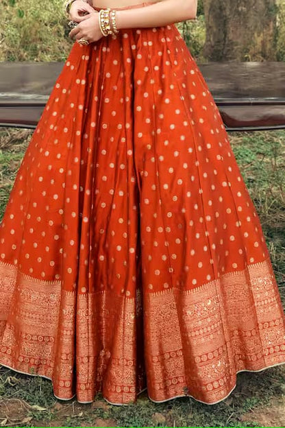 RUST WOVEN LEHNGA SET