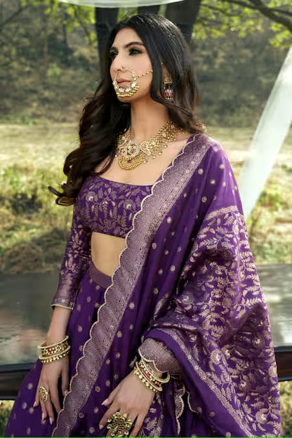 PURPLE WOVEN LEHNGA