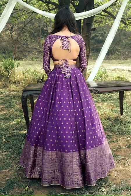 PURPLE WOVEN LEHNGA