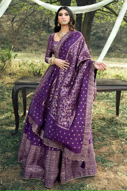 PURPLE WOVEN LEHNGA