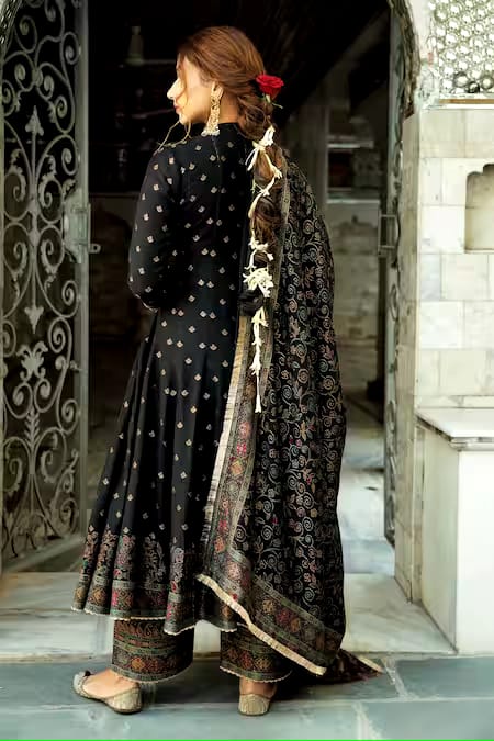 BLACK WOVEN ANARKALI